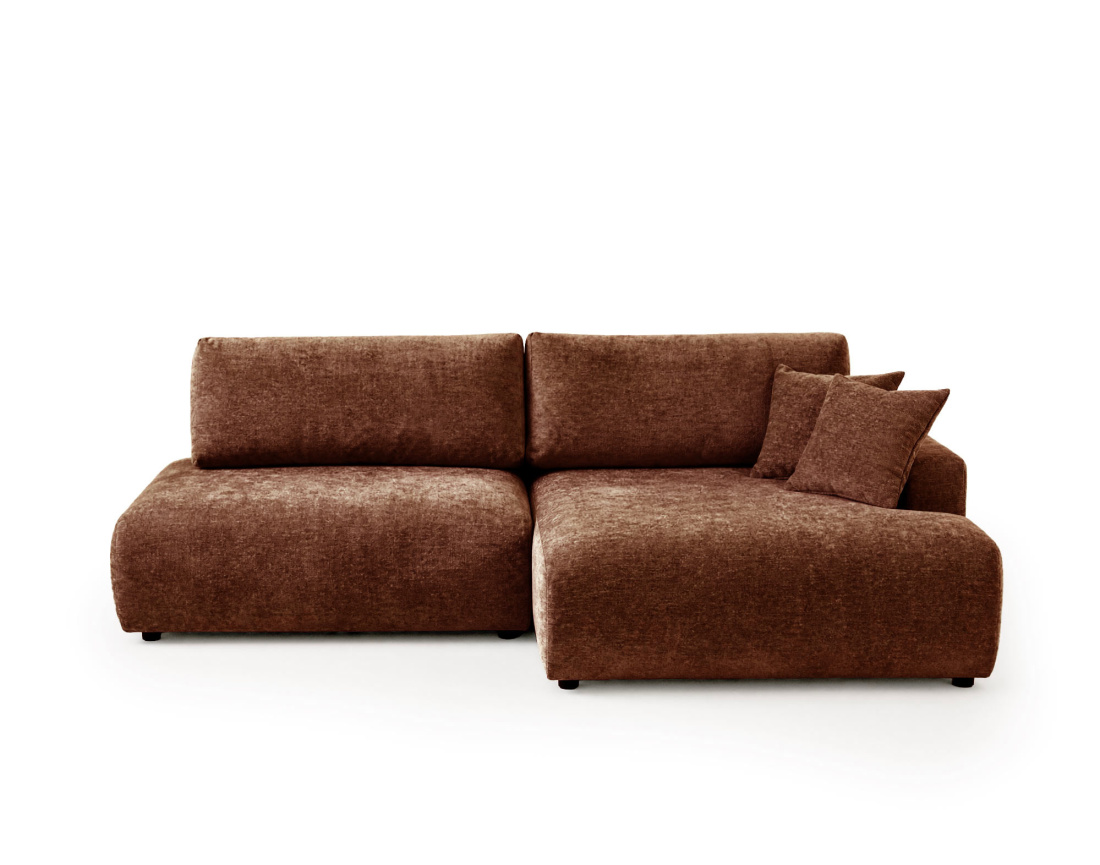 Canapé PIVOINE d'angle ouvert droit 4 places convertible coffre tissu texturé| Best Mobilier