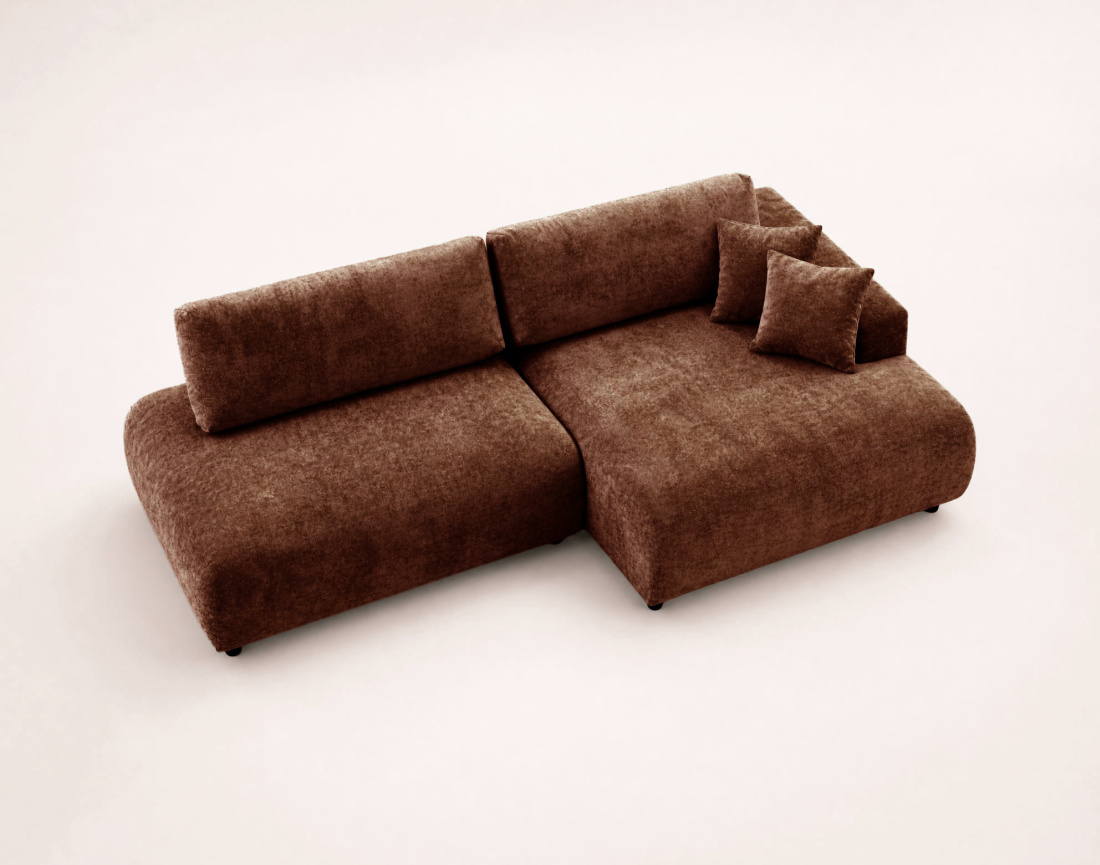 Canapé PIVOINE d'angle ouvert droit 4 places convertible coffre tissu texturé| Best Mobilier
