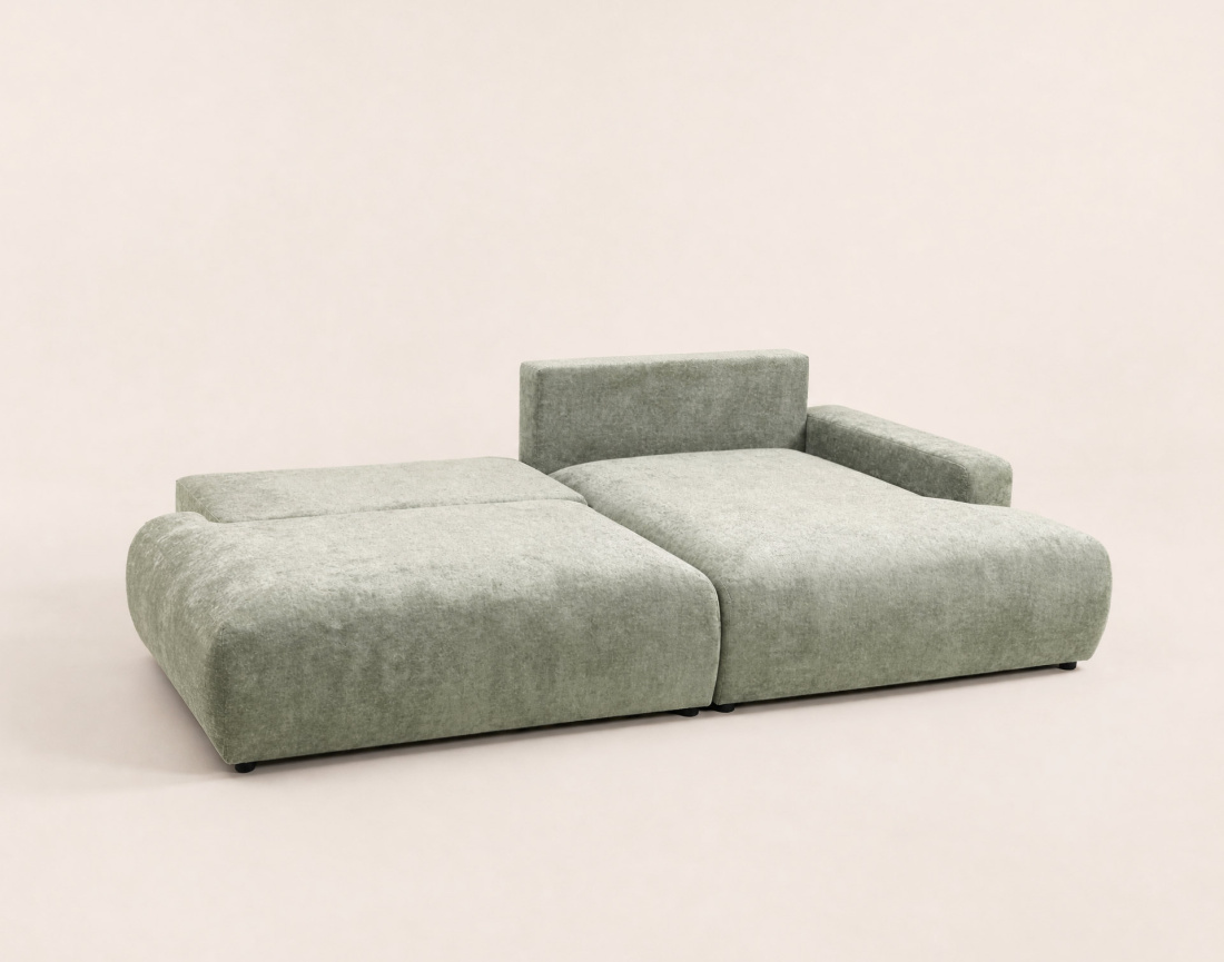 Canapé PIVOINE d'angle ouvert droit 4 places convertible coffre tissu texturé| Best Mobilier