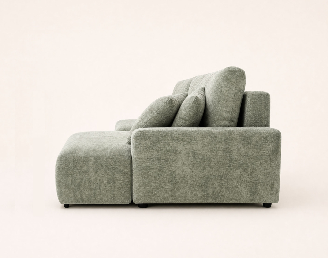 Canapé PIVOINE d'angle ouvert droit 4 places convertible coffre tissu texturé| Best Mobilier