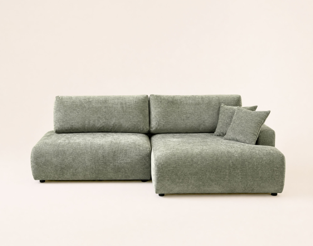 Canapé PIVOINE d'angle ouvert droit 4 places convertible coffre tissu texturé| Best Mobilier