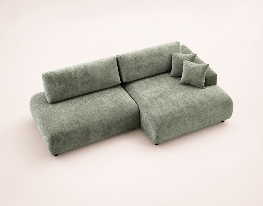 Canapé PIVOINE d'angle ouvert droit 4 places convertible coffre tissu texturé| Best Mobilier