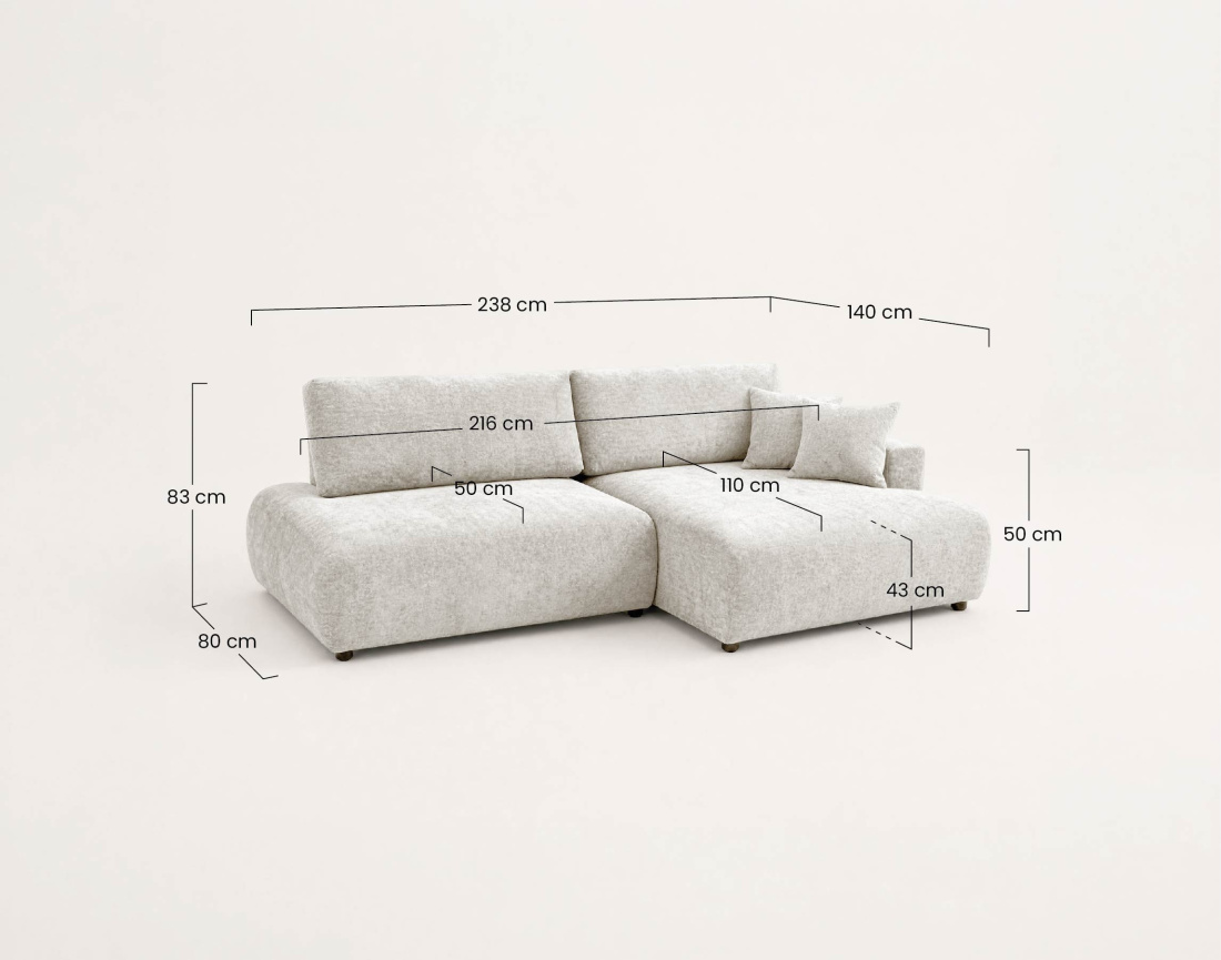 Canapé PIVOINE d'angle ouvert droit 4 places convertible coffre tissu texturé| Best Mobilier