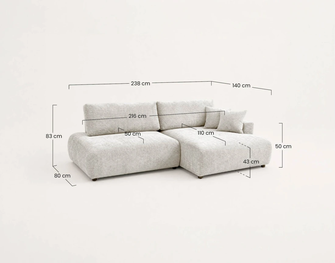 Canapé PIVOINE d'angle ouvert droit 4 places convertible coffre tissu texturé| Best Mobilier
