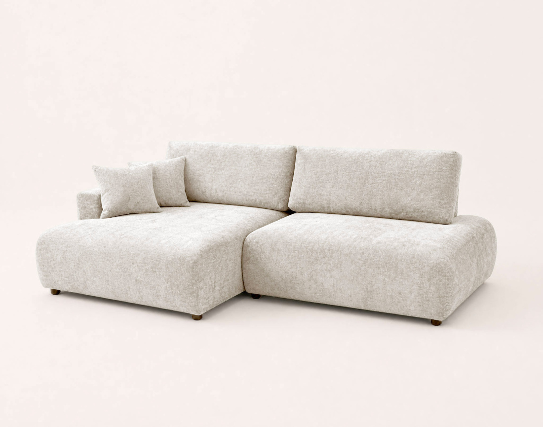 Canapé PIVOINE d'angle ouvert gauche 4 places convertible coffre tissu texturé | Best Mobilier