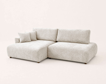 Canapé PIVOINE d'angle ouvert gauche 4 places convertible coffre tissu texturé | Best Mobilier