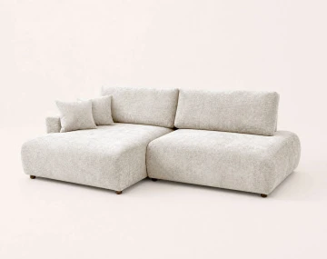 Canapé PIVOINE d'angle ouvert gauche 4 places convertible coffre tissu texturé | Best Mobilier
