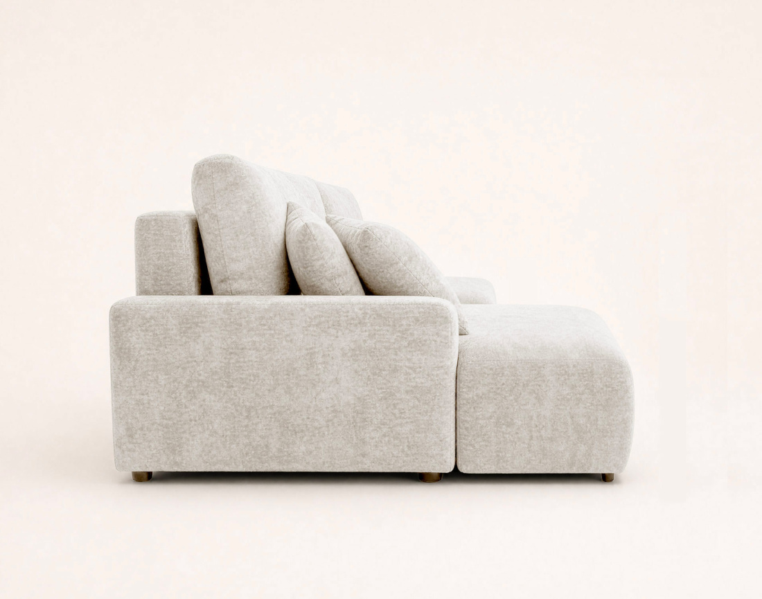 Canapé PIVOINE d'angle ouvert gauche 4 places convertible coffre tissu texturé | Best Mobilier