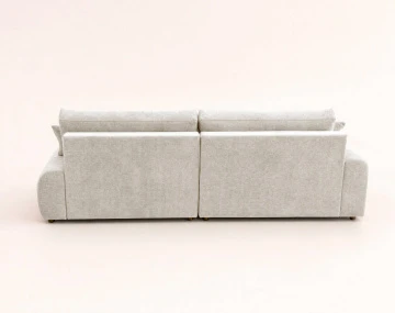Canapé PIVOINE d'angle ouvert gauche 4 places convertible coffre tissu texturé | Best Mobilier