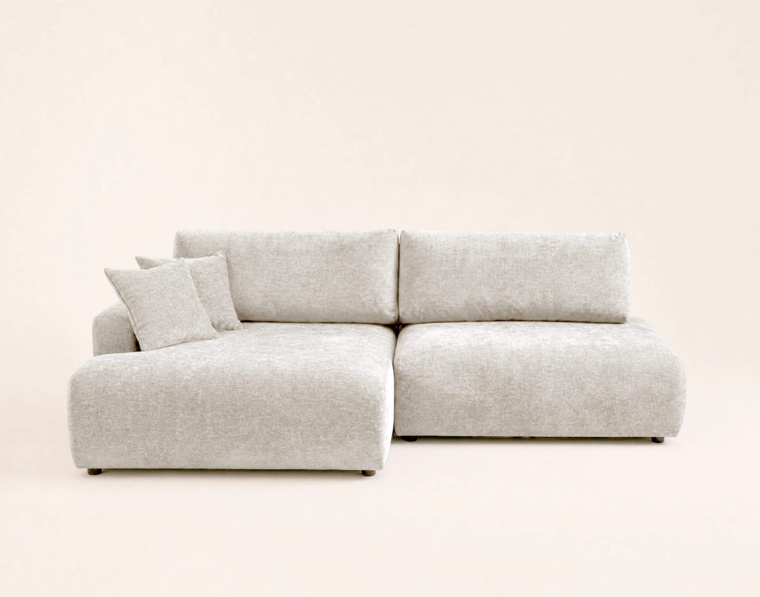 Canapé PIVOINE d'angle ouvert gauche 4 places convertible coffre tissu texturé | Best Mobilier