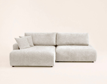 Canapé PIVOINE d'angle ouvert gauche 4 places convertible coffre tissu texturé | Best Mobilier