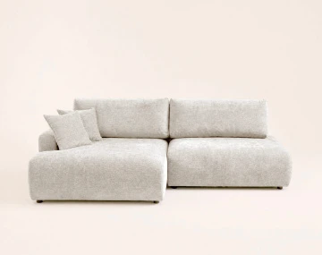 Canapé PIVOINE d'angle ouvert gauche 4 places convertible coffre tissu texturé | Best Mobilier