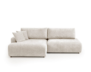 Canapé PIVOINE d'angle ouvert gauche 4 places convertible coffre tissu texturé | Best Mobilier