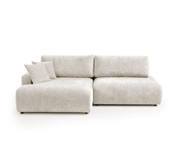 Canapé PIVOINE d'angle ouvert gauche 4 places convertible coffre tissu texturé | Best Mobilier