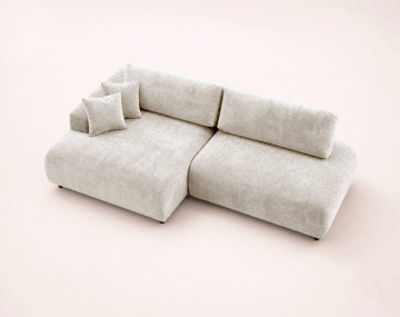 Canapé PIVOINE d'angle ouvert gauche 4 places convertible coffre tissu texturé | Best Mobilier