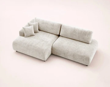 Canapé PIVOINE d'angle ouvert gauche 4 places convertible coffre tissu texturé | Best Mobilier