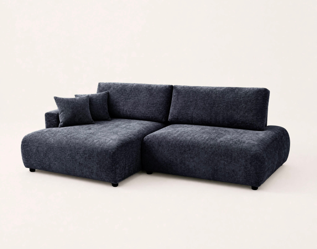 Canapé PIVOINE d'angle ouvert gauche 4 places convertible coffre tissu texturé | Best Mobilier