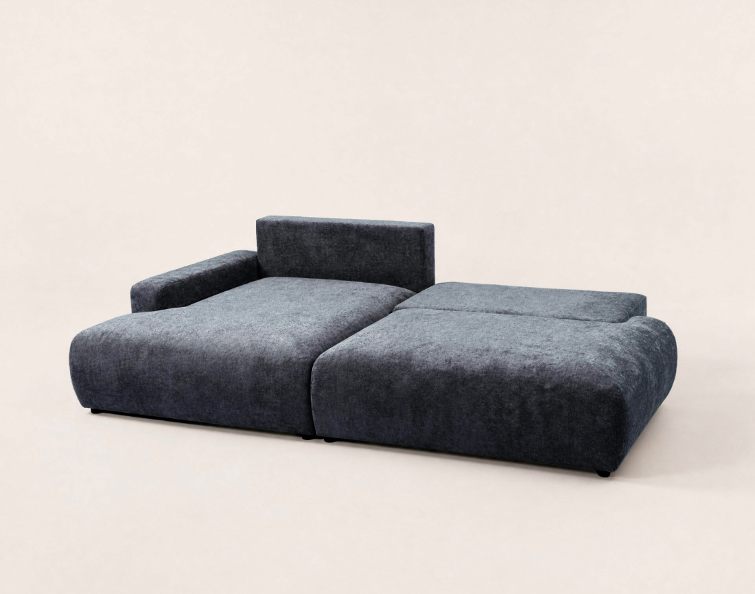 Canapé PIVOINE d'angle ouvert gauche 4 places convertible coffre tissu texturé | Best Mobilier