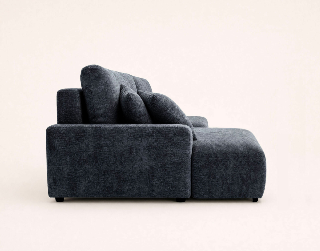 Canapé PIVOINE d'angle ouvert gauche 4 places convertible coffre tissu texturé | Best Mobilier