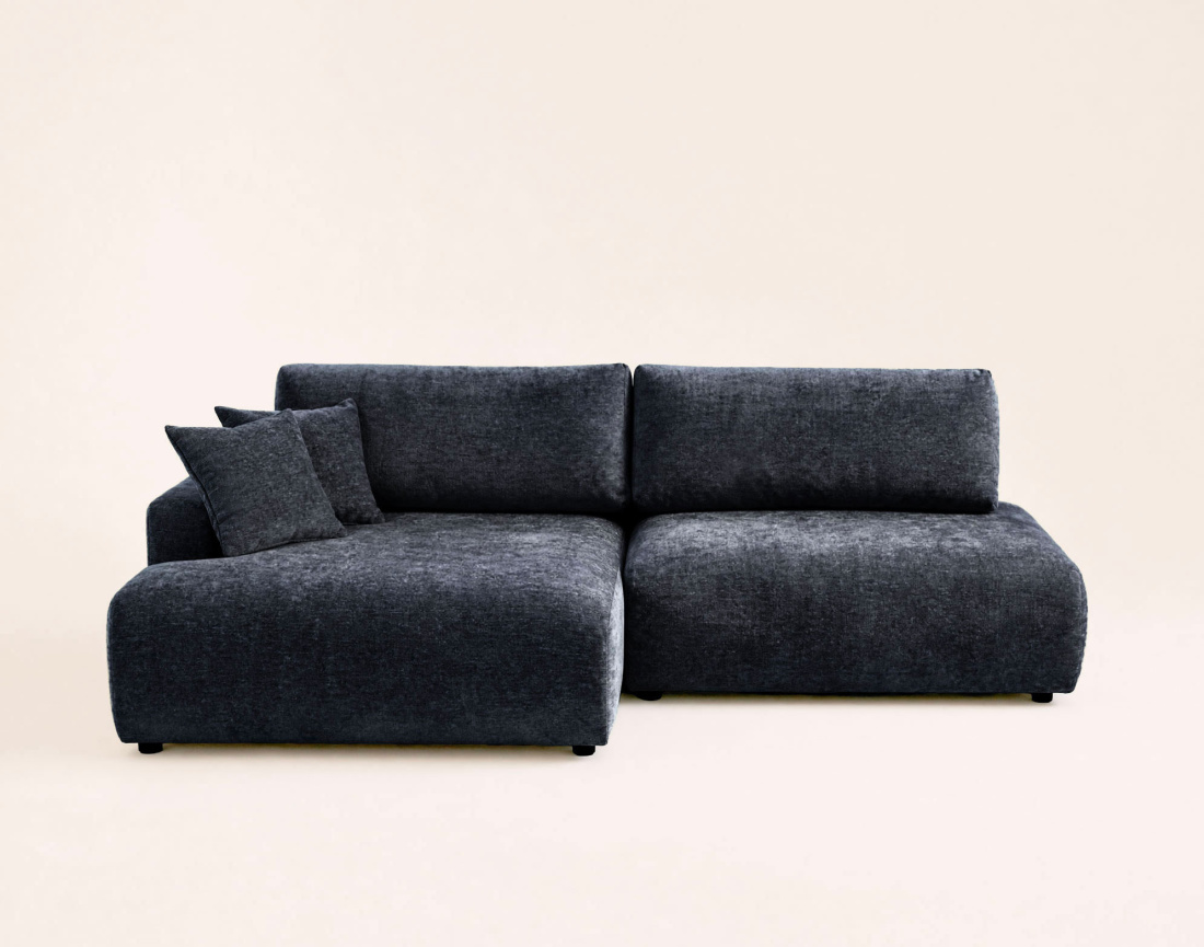 Canapé PIVOINE d'angle ouvert gauche 4 places convertible coffre tissu texturé | Best Mobilier
