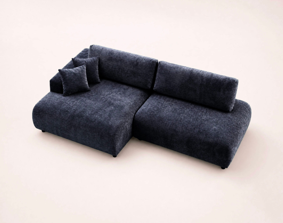 Canapé PIVOINE d'angle ouvert gauche 4 places convertible coffre tissu texturé | Best Mobilier