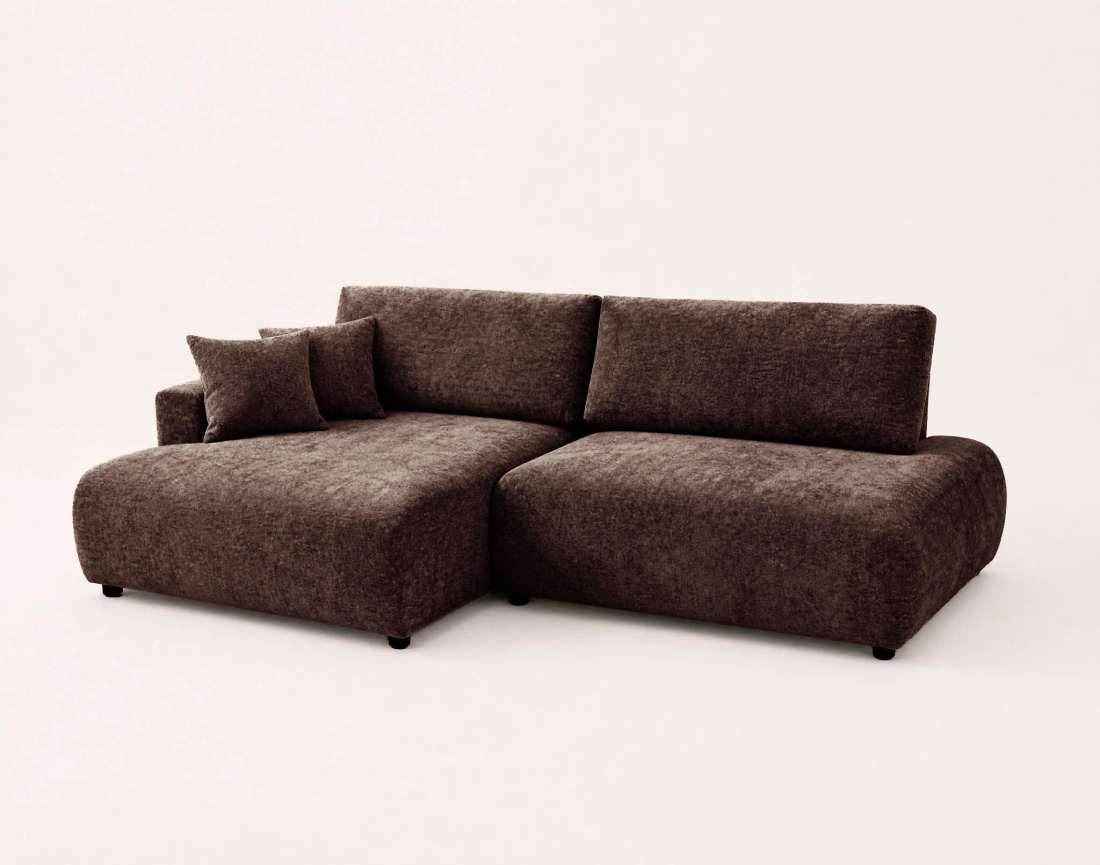 Canapé PIVOINE d'angle ouvert gauche 4 places convertible coffre tissu texturé | Best Mobilier