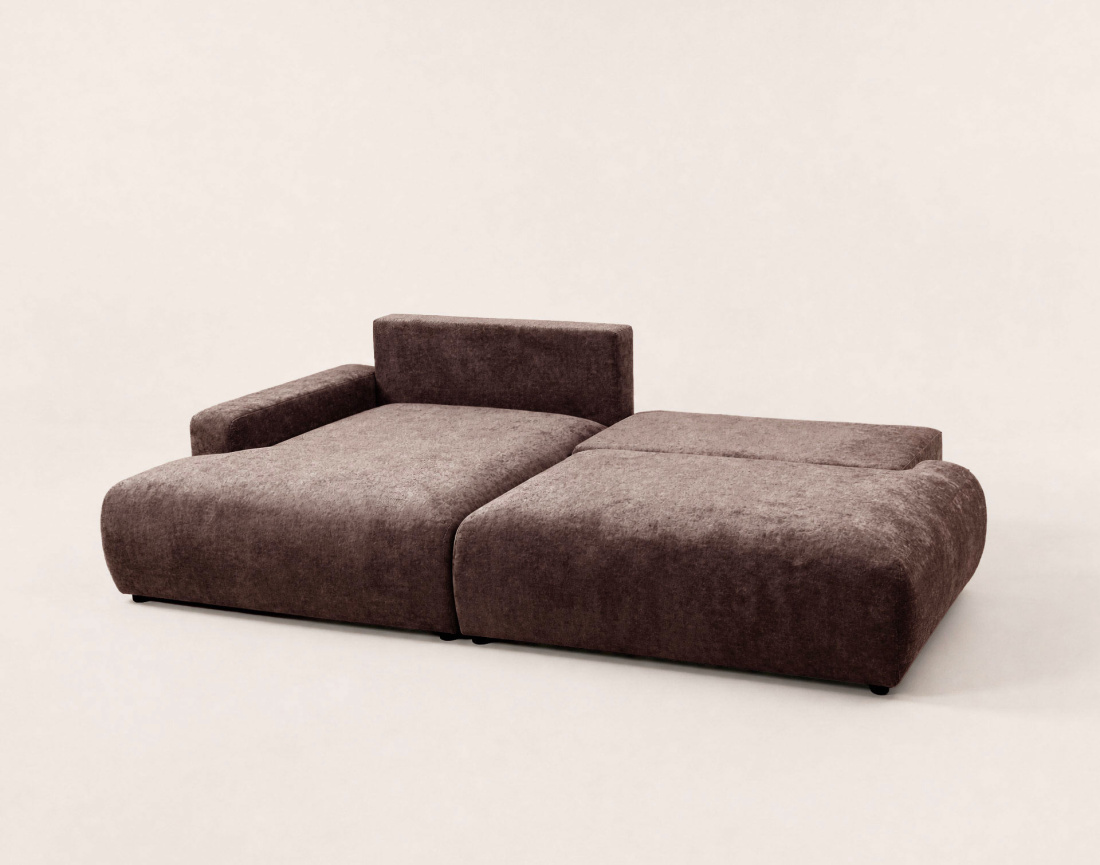 Canapé PIVOINE d'angle ouvert gauche 4 places convertible coffre tissu texturé | Best Mobilier