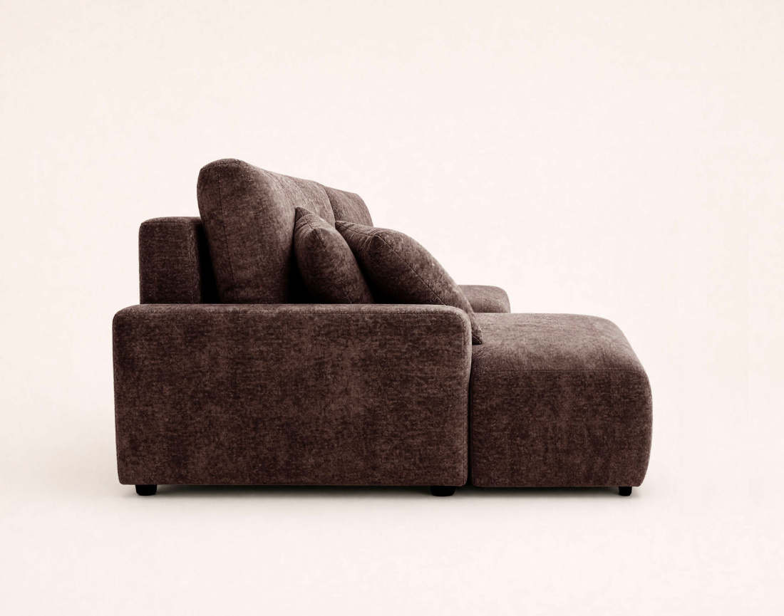 Canapé PIVOINE d'angle ouvert gauche 4 places convertible coffre tissu texturé | Best Mobilier