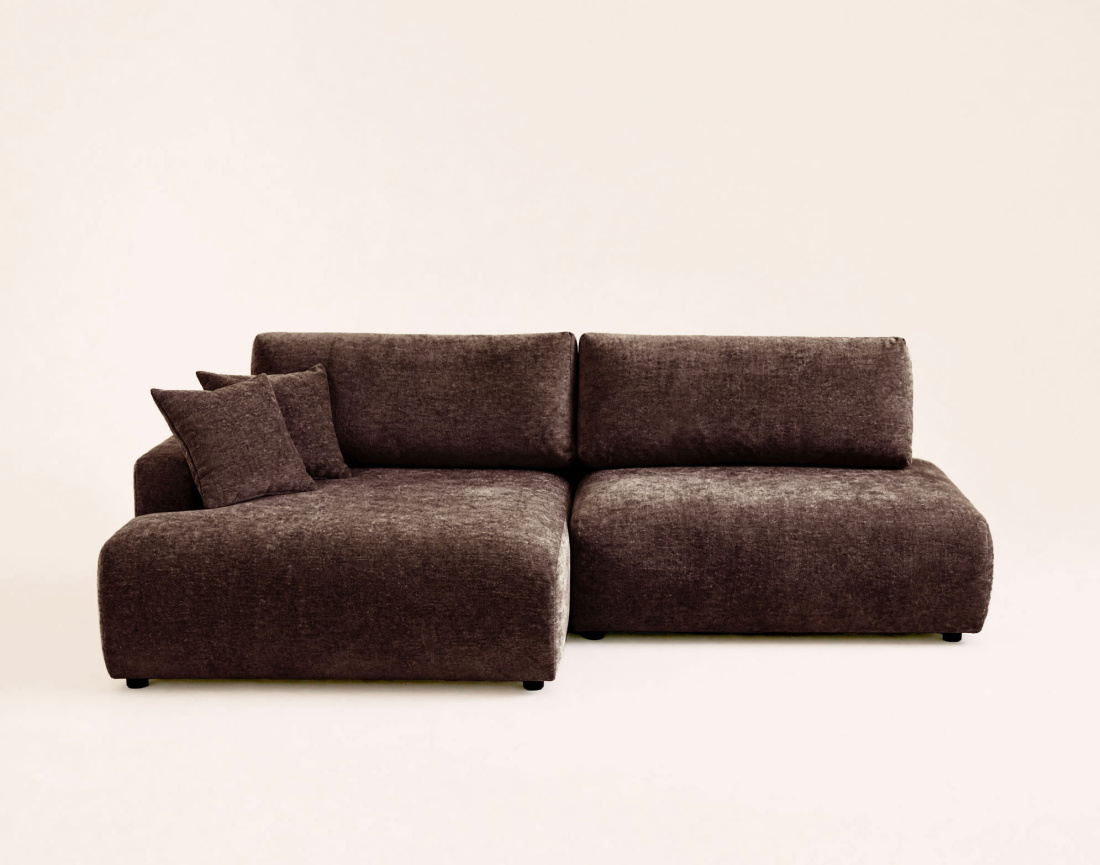 Canapé PIVOINE d'angle ouvert gauche 4 places convertible coffre tissu texturé | Best Mobilier