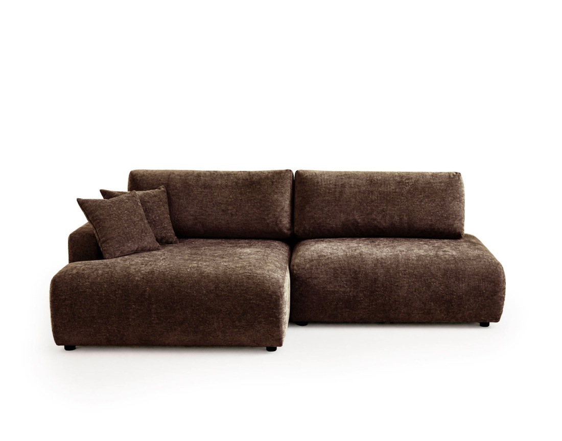 Canapé PIVOINE d'angle ouvert gauche 4 places convertible coffre tissu texturé | Best Mobilier