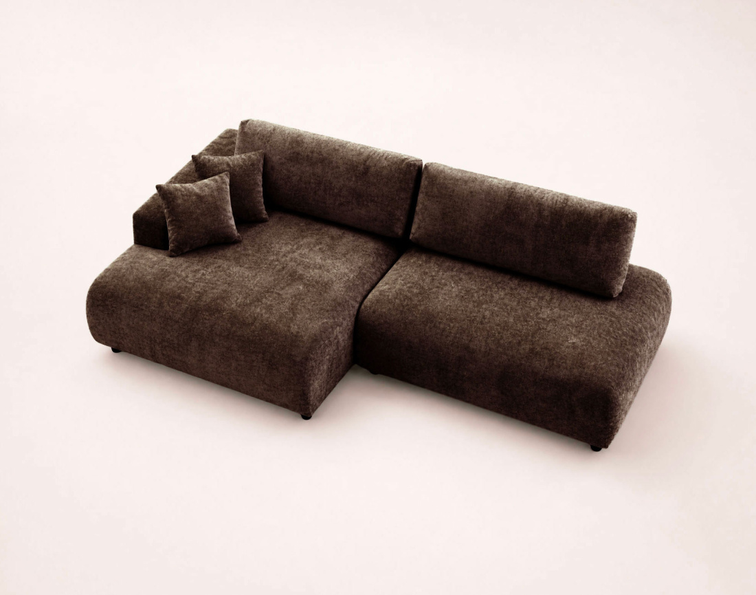 Canapé PIVOINE d'angle ouvert gauche 4 places convertible coffre tissu texturé | Best Mobilier