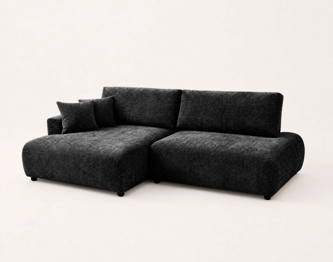 Canapé PIVOINE d'angle ouvert gauche 4 places convertible coffre tissu texturé | Best Mobilier
