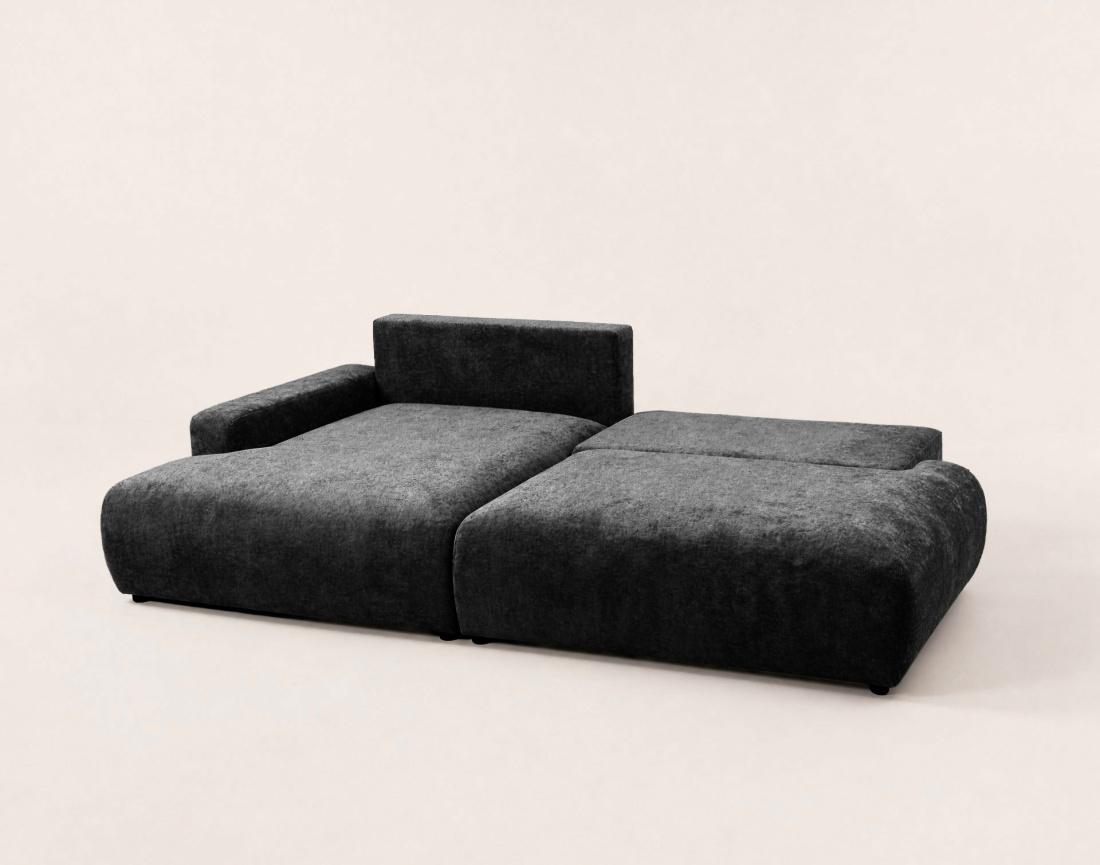 Canapé PIVOINE d'angle ouvert gauche 4 places convertible coffre tissu texturé | Best Mobilier
