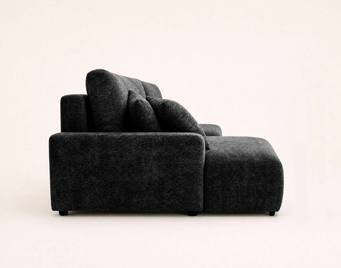Canapé PIVOINE d'angle ouvert gauche 4 places convertible coffre tissu texturé | Best Mobilier