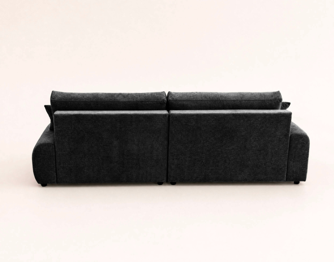 Canapé PIVOINE d'angle ouvert gauche 4 places convertible coffre tissu texturé | Best Mobilier