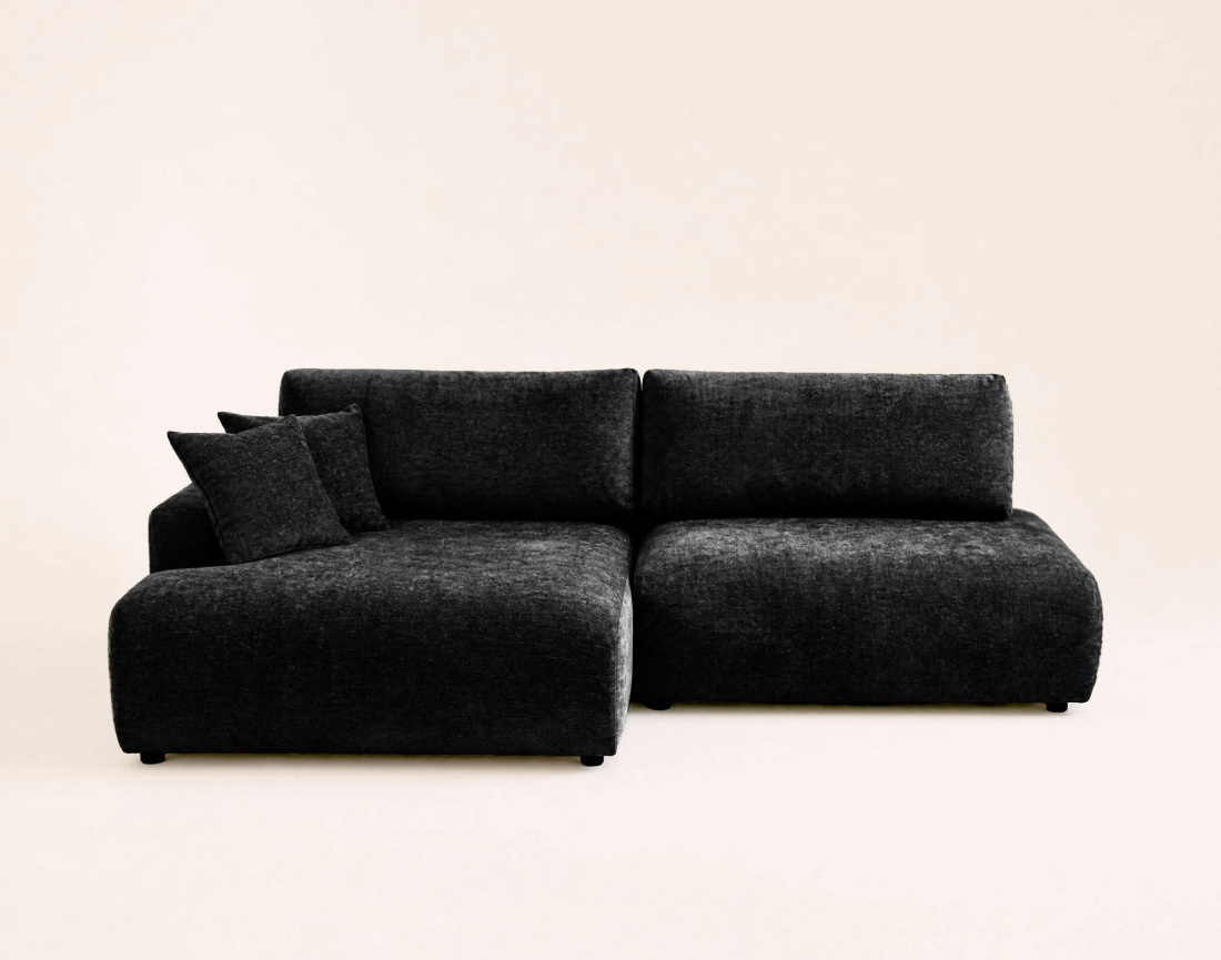 Canapé PIVOINE d'angle ouvert gauche 4 places convertible coffre tissu texturé | Best Mobilier