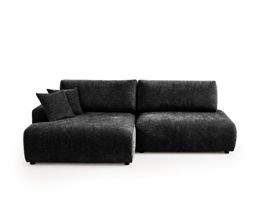 Canapé PIVOINE d'angle ouvert gauche 4 places convertible coffre tissu texturé | Best Mobilier