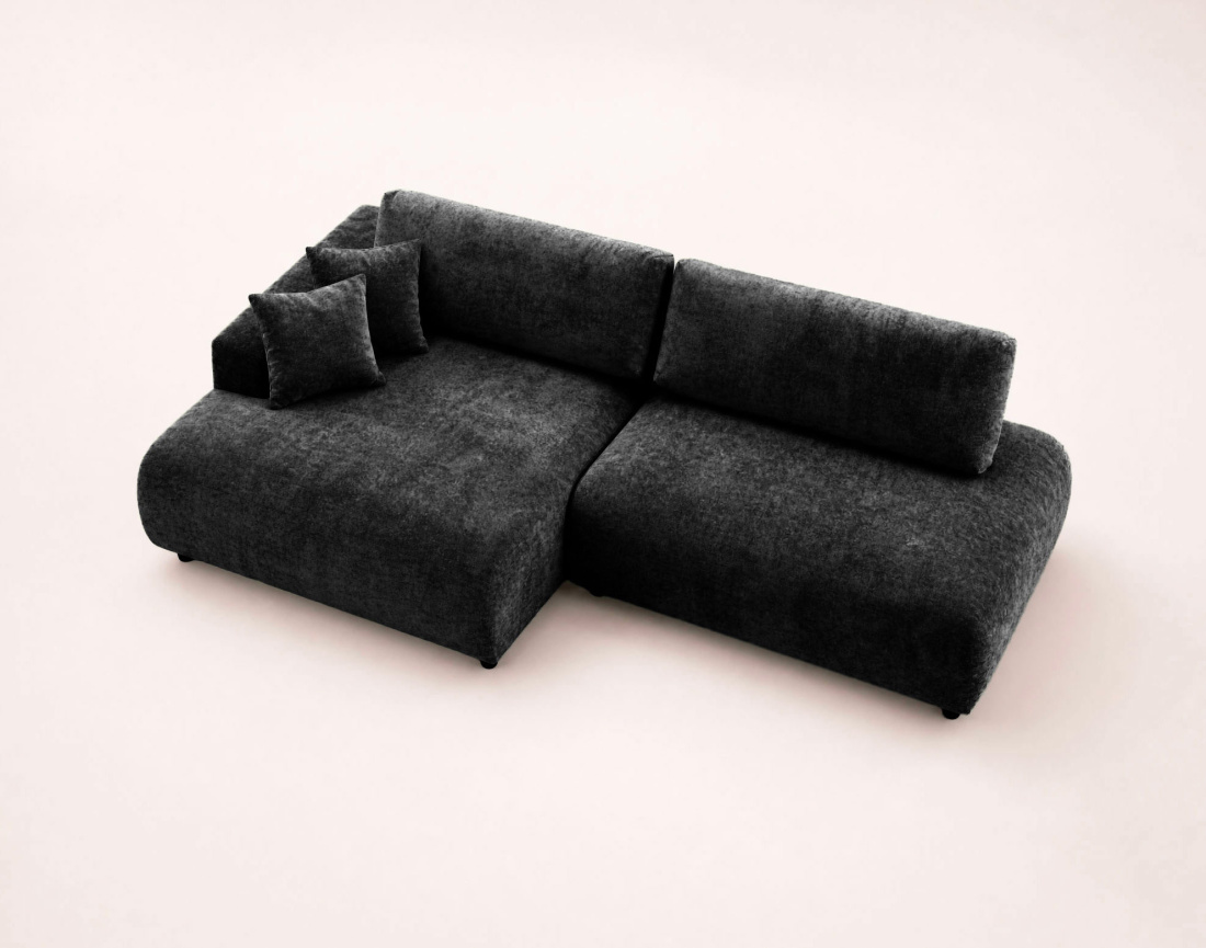 Canapé PIVOINE d'angle ouvert gauche 4 places convertible coffre tissu texturé | Best Mobilier