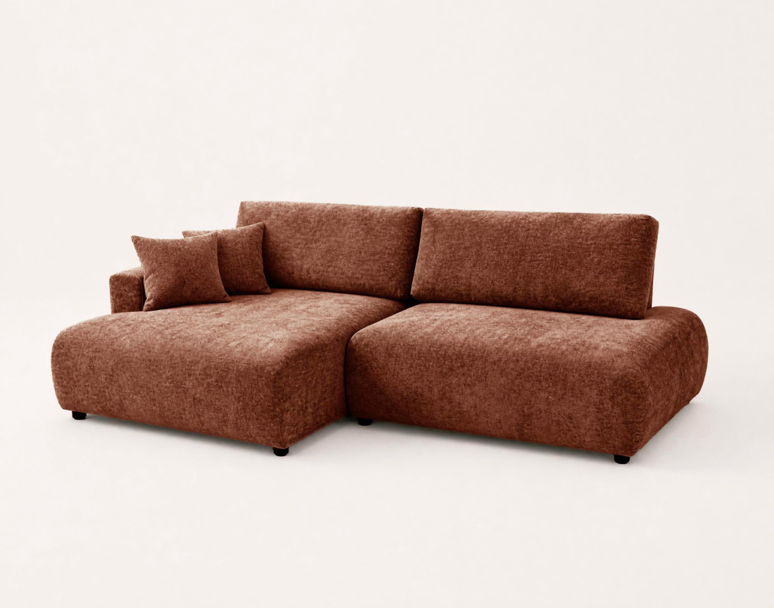 Canapé PIVOINE d'angle ouvert gauche 4 places convertible coffre tissu texturé | Best Mobilier