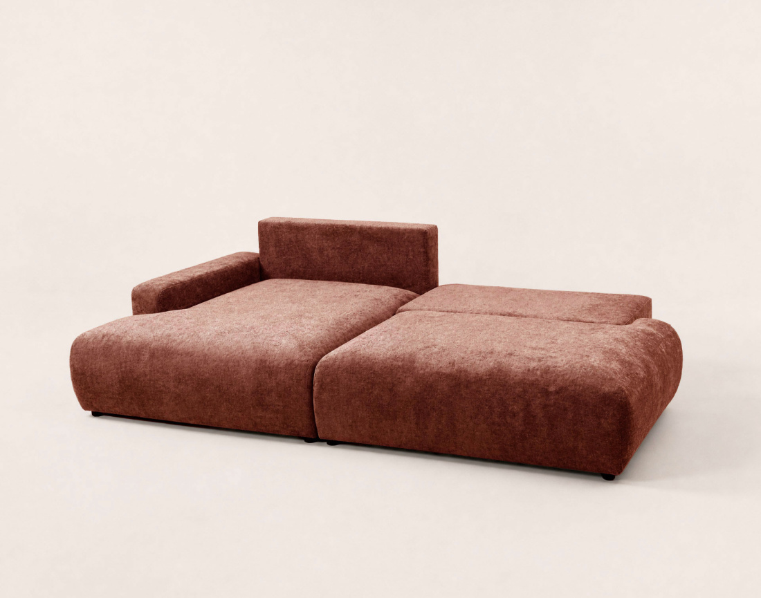 Canapé PIVOINE d'angle ouvert gauche 4 places convertible coffre tissu texturé | Best Mobilier