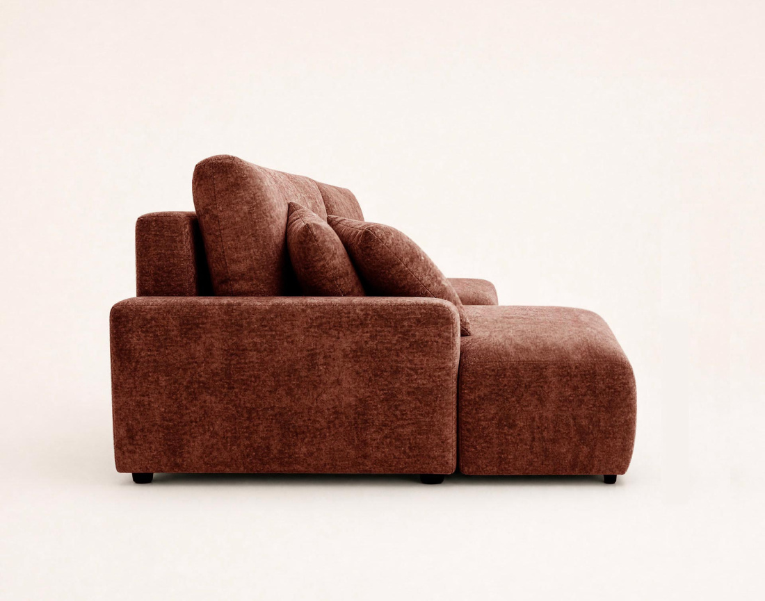 Canapé PIVOINE d'angle ouvert gauche 4 places convertible coffre tissu texturé | Best Mobilier