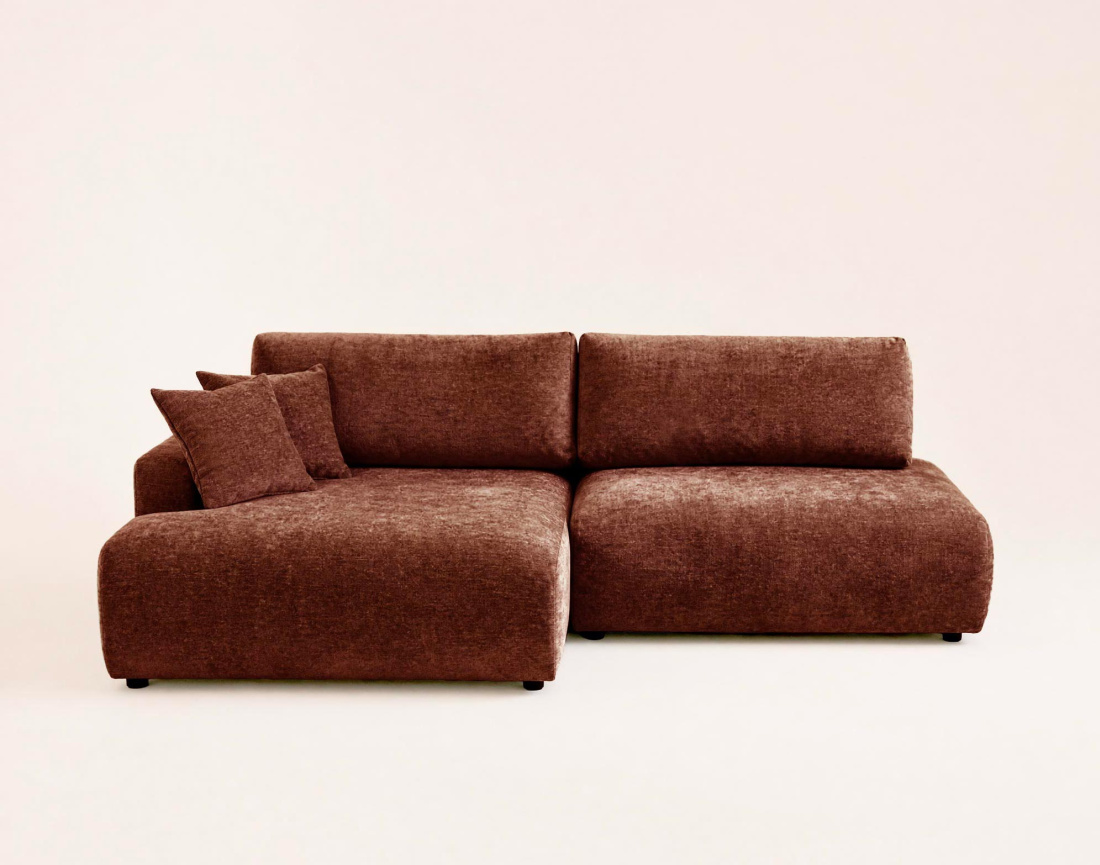 Canapé PIVOINE d'angle ouvert gauche 4 places convertible coffre tissu texturé | Best Mobilier
