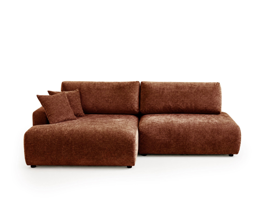 Canapé PIVOINE d'angle ouvert gauche 4 places convertible coffre tissu texturé | Best Mobilier
