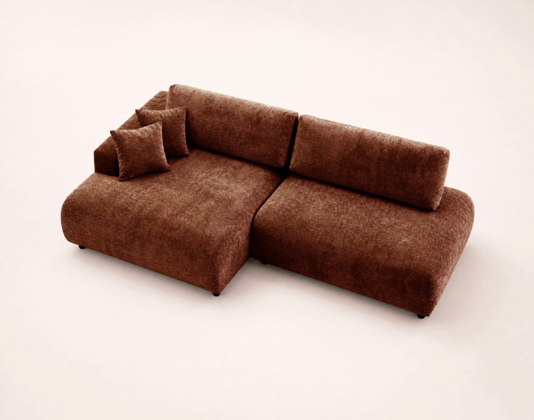 Canapé PIVOINE d'angle ouvert gauche 4 places convertible coffre tissu texturé | Best Mobilier