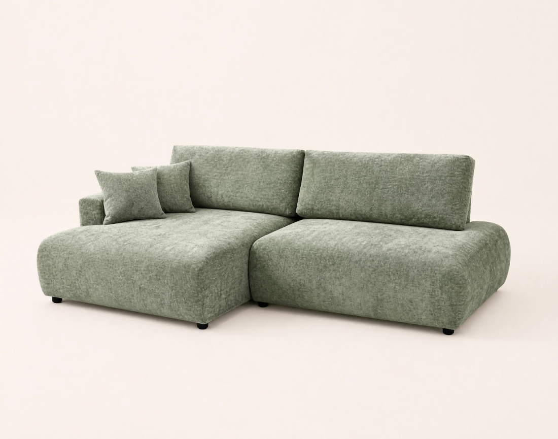 Canapé PIVOINE d'angle ouvert gauche 4 places convertible coffre tissu texturé | Best Mobilier