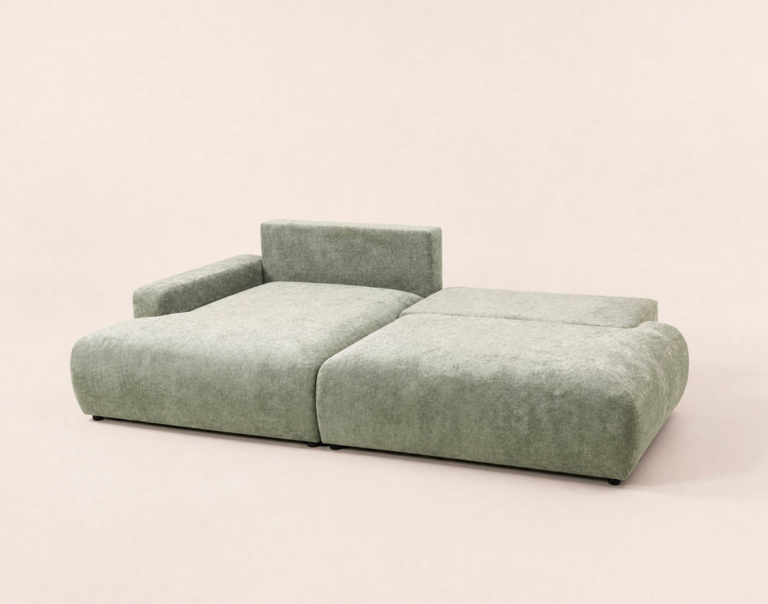 Canapé PIVOINE d'angle ouvert gauche 4 places convertible coffre tissu texturé | Best Mobilier