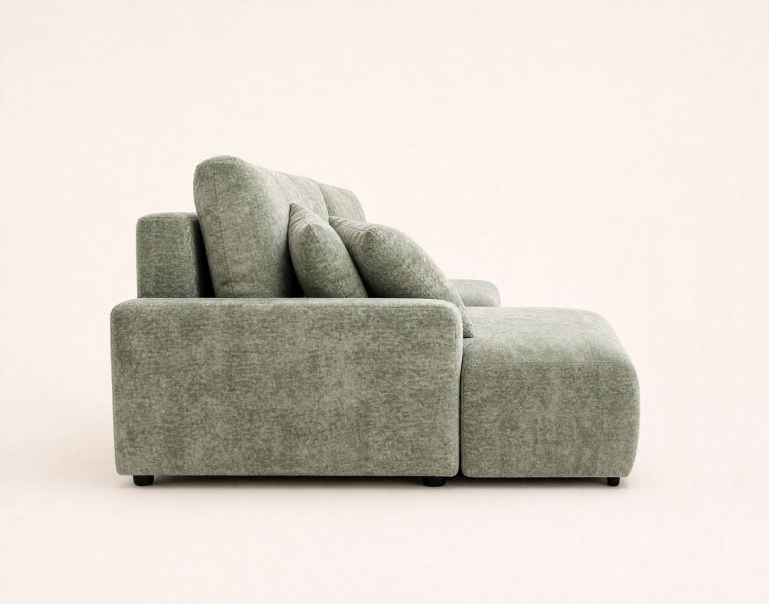 Canapé PIVOINE d'angle ouvert gauche 4 places convertible coffre tissu texturé | Best Mobilier