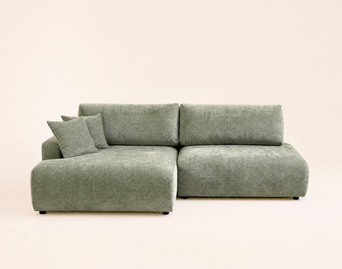 Canapé PIVOINE d'angle ouvert gauche 4 places convertible coffre tissu texturé | Best Mobilier