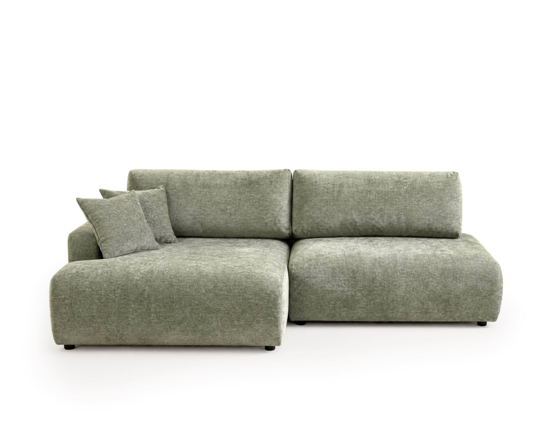 Canapé PIVOINE d'angle ouvert gauche 4 places convertible coffre tissu texturé | Best Mobilier