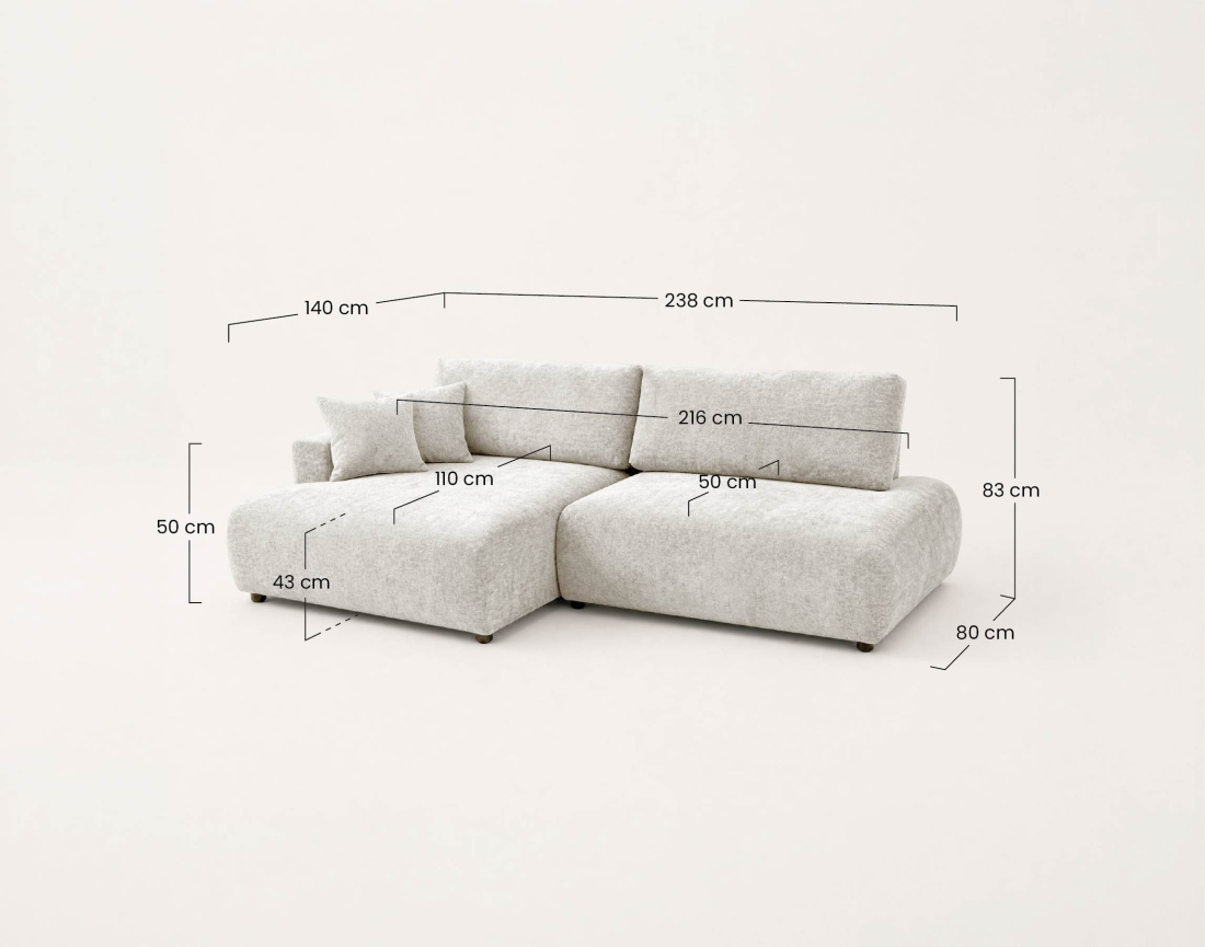 Canapé PIVOINE d'angle ouvert gauche 4 places convertible coffre tissu texturé | Best Mobilier